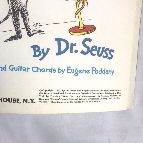 Vintage Dr. Seuss CAT IN THE HAT Song Book Beginner 1967 1st Ed Eugene Poddany - Picture 3 of 7